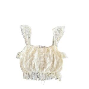 Lush‎ white lace crop top M